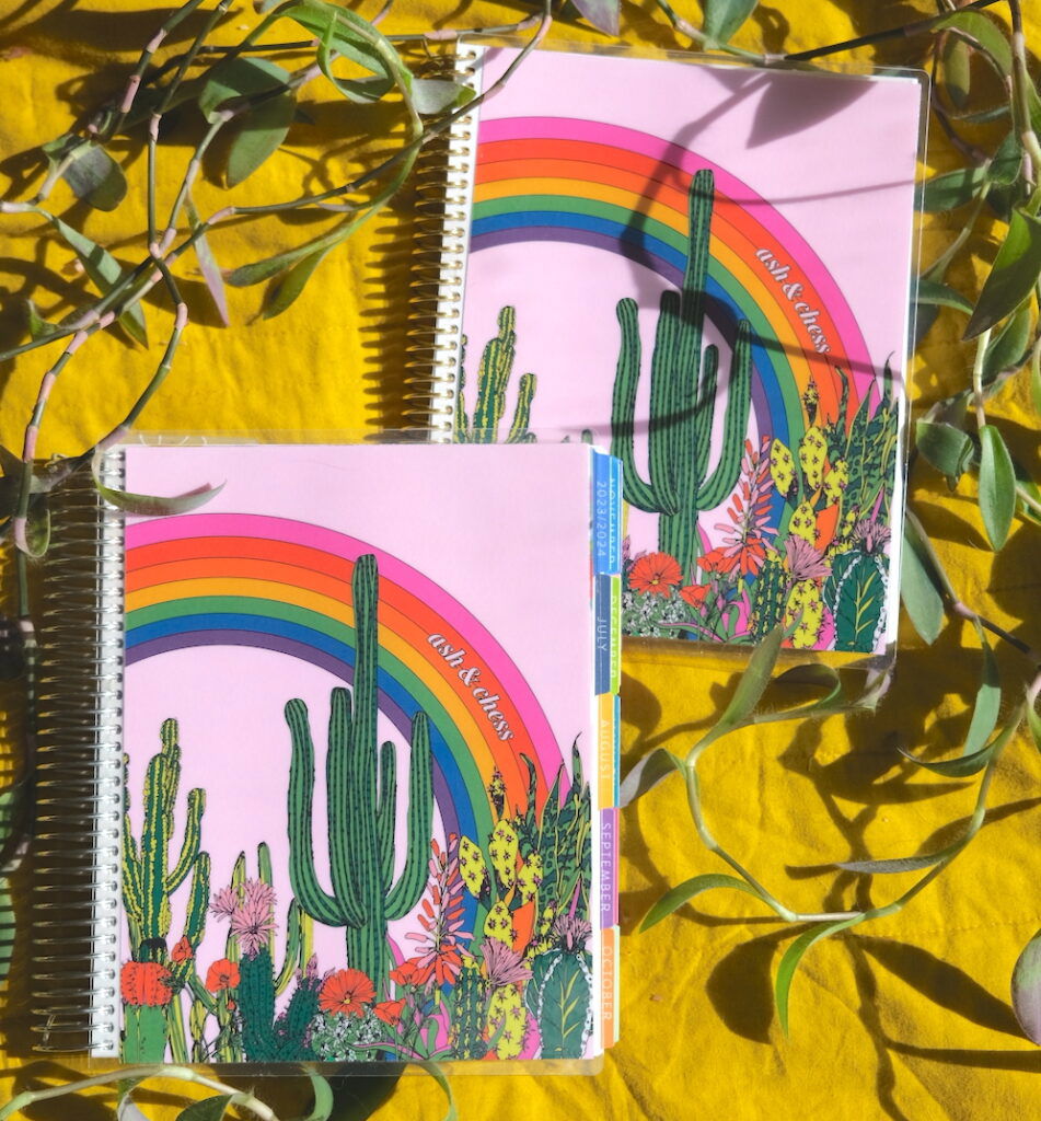 Erin Condren Pride Month Collection Ash and Chess Rainbow Cactus books